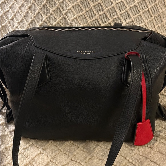 Tory Burch Perry Black Bag with Red Accent - Picture 11 of 16